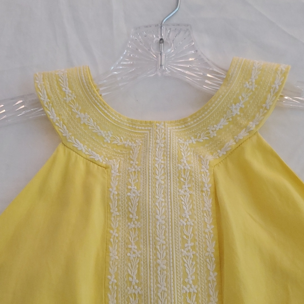 Tibi sleeveless top yellow with embroidery